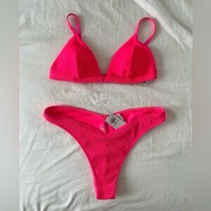 COPY - NWT Hollister 2 piece Swim suit, bikini & bottom Bright Pink - Size L, B…